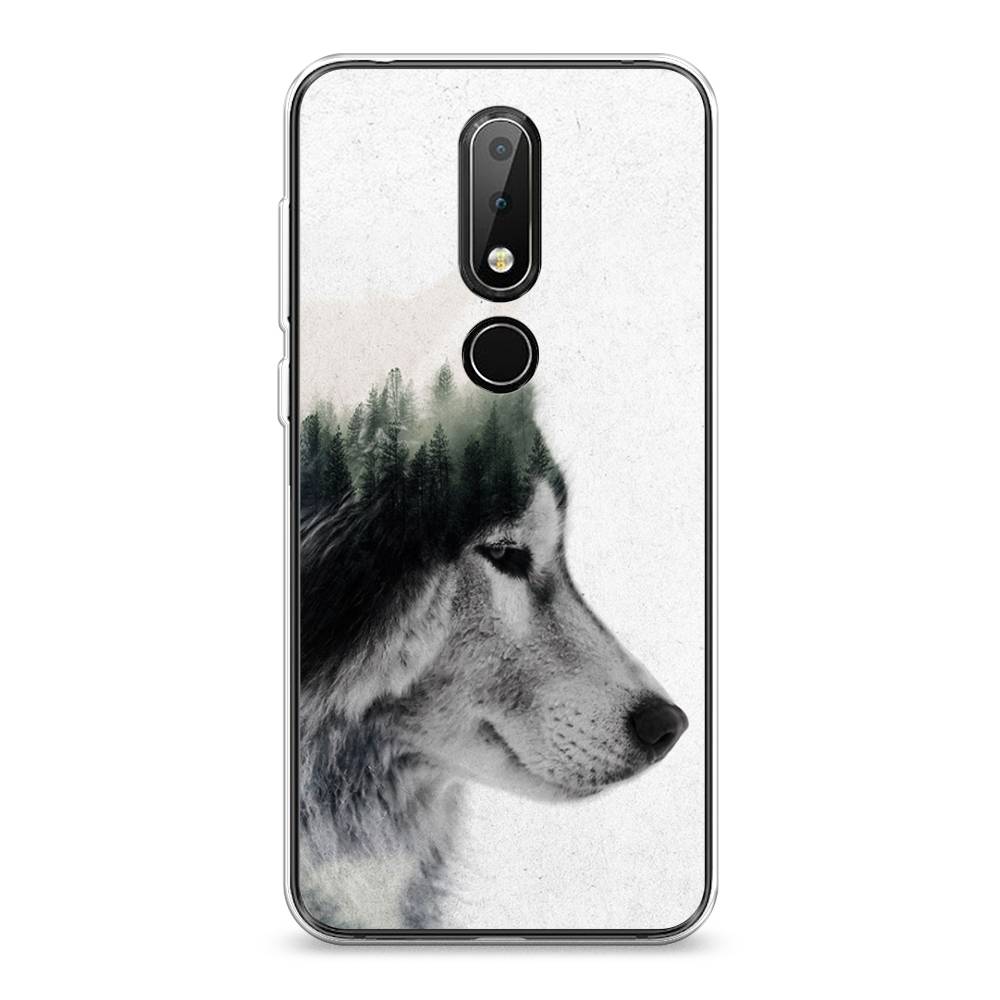 

Чехол на Nokia 6.1 Plus "Волк лес", Серый;белый, 121850-1