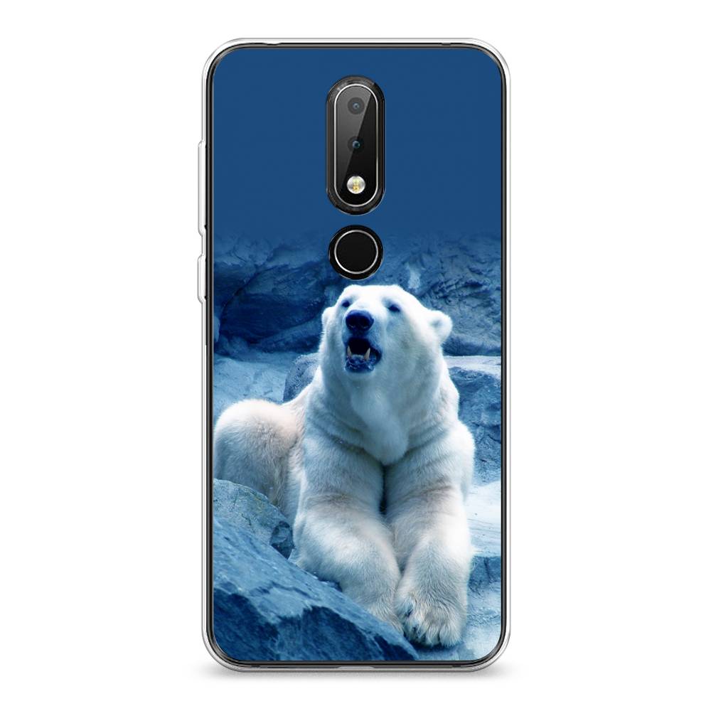 

Чехол на Nokia 6.1 Plus "Белый медведь", Голубой;белый, 121850-1
