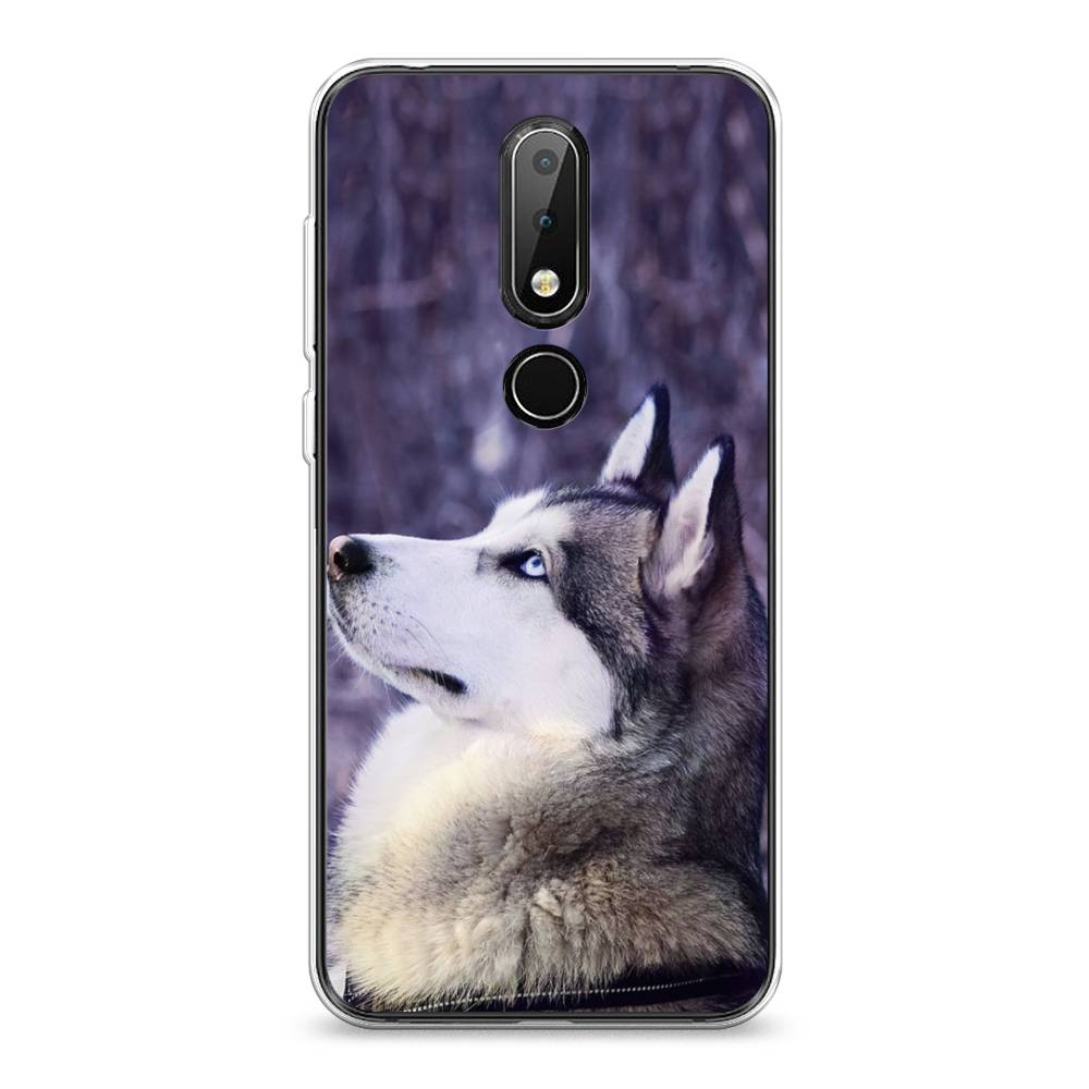 

Чехол на Nokia 6.1 Plus "Хаски 1", Фиолетовый;белый, 121850-1