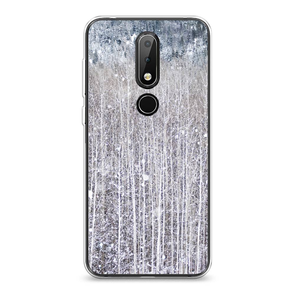 

Чехол на Nokia 6.1 Plus "Снежный лес", Бежевый;серый;белый, 121850-5