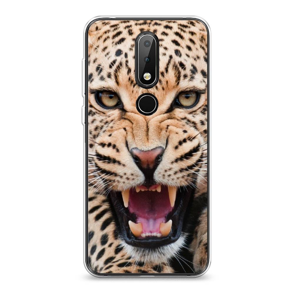 

Чехол на Nokia 6.1 Plus "Леопард 3d", Бежевый;черный, 121850-6