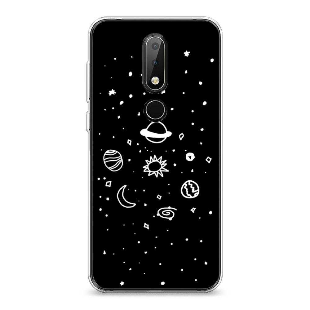 

Чехол на Nokia 6.1 Plus "Дудл солнечной системы", Бежевый;серый, 121850-2