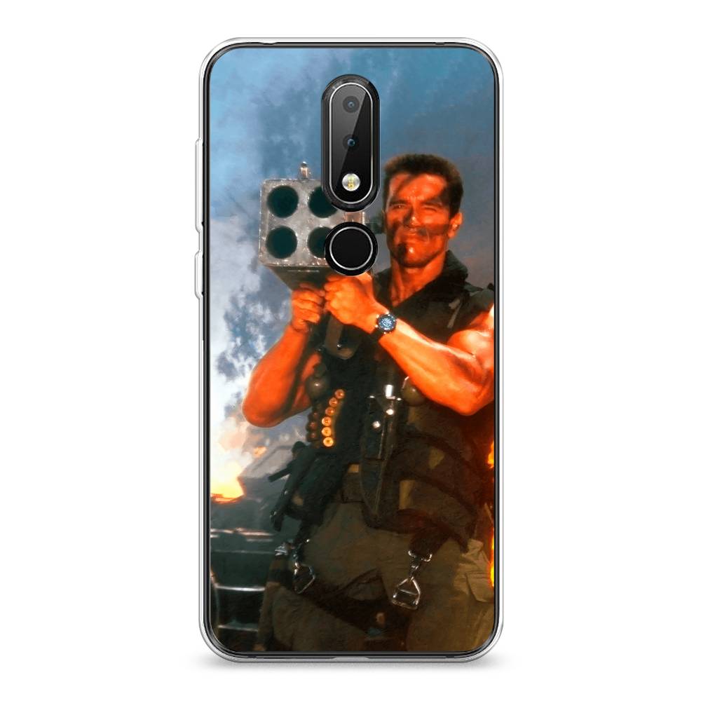 

Чехол на Nokia 6.1 Plus "Арнольд Шварцнеггер с базукой", Голубой;коричневый, 121850-6