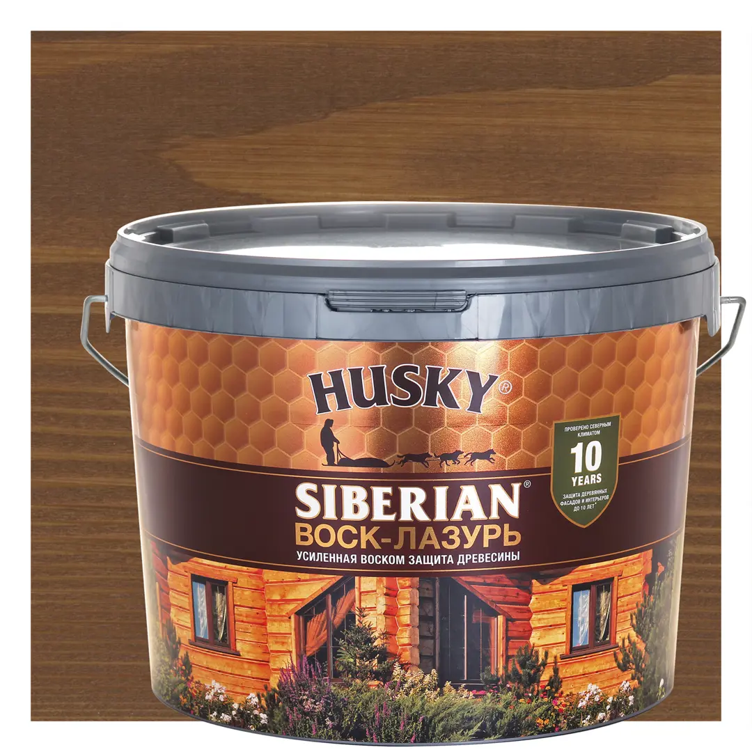 

Воск-лазурь Husky Siberian полуматовый кофейное дерево 9