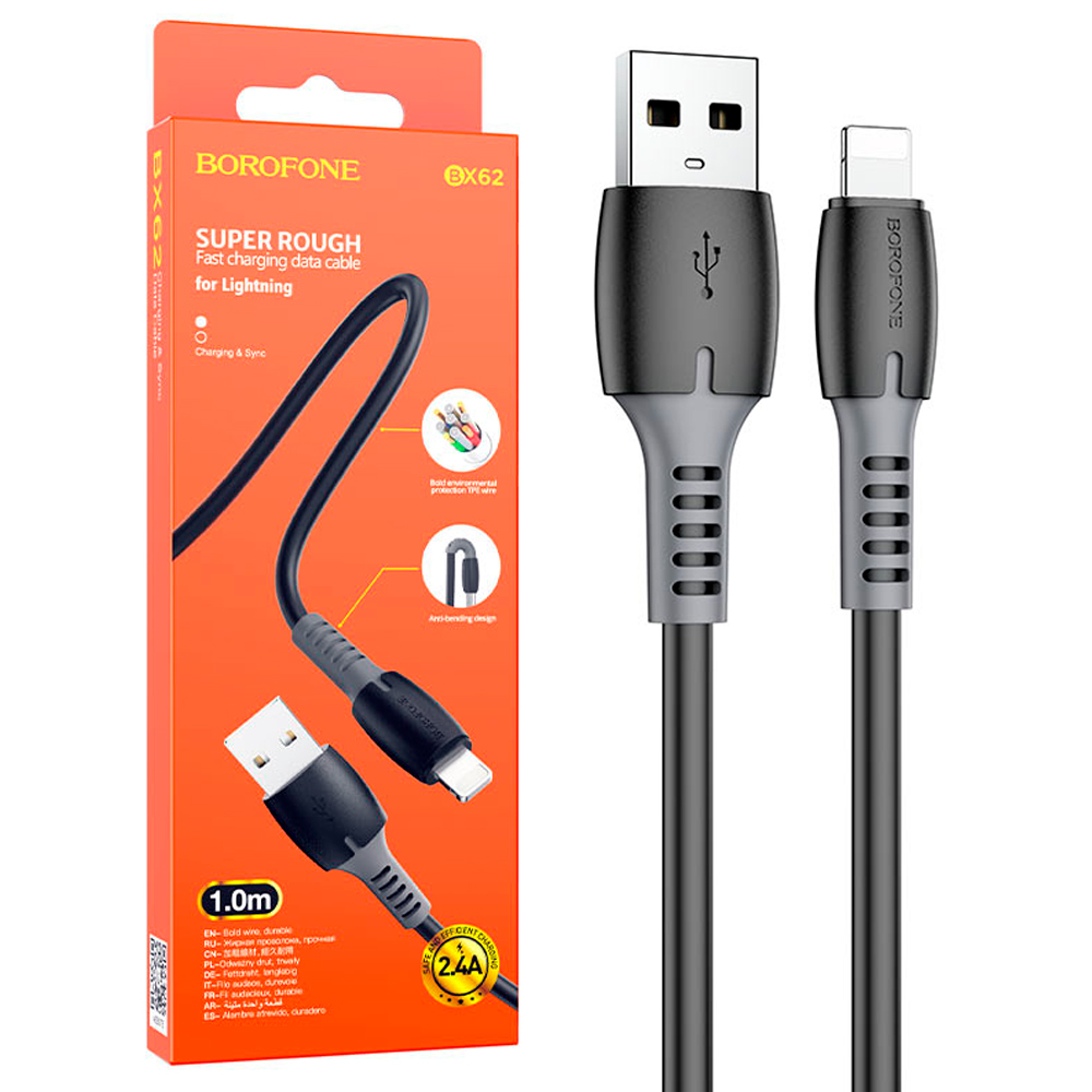 

Кабель USB - USB-A/Lightning Айсотка 1 м черный