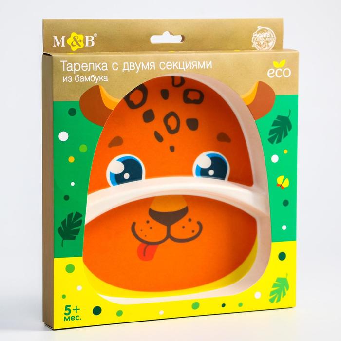 

Тарелка детская из бамбука «Леопард», 2 секции, Оранжевый