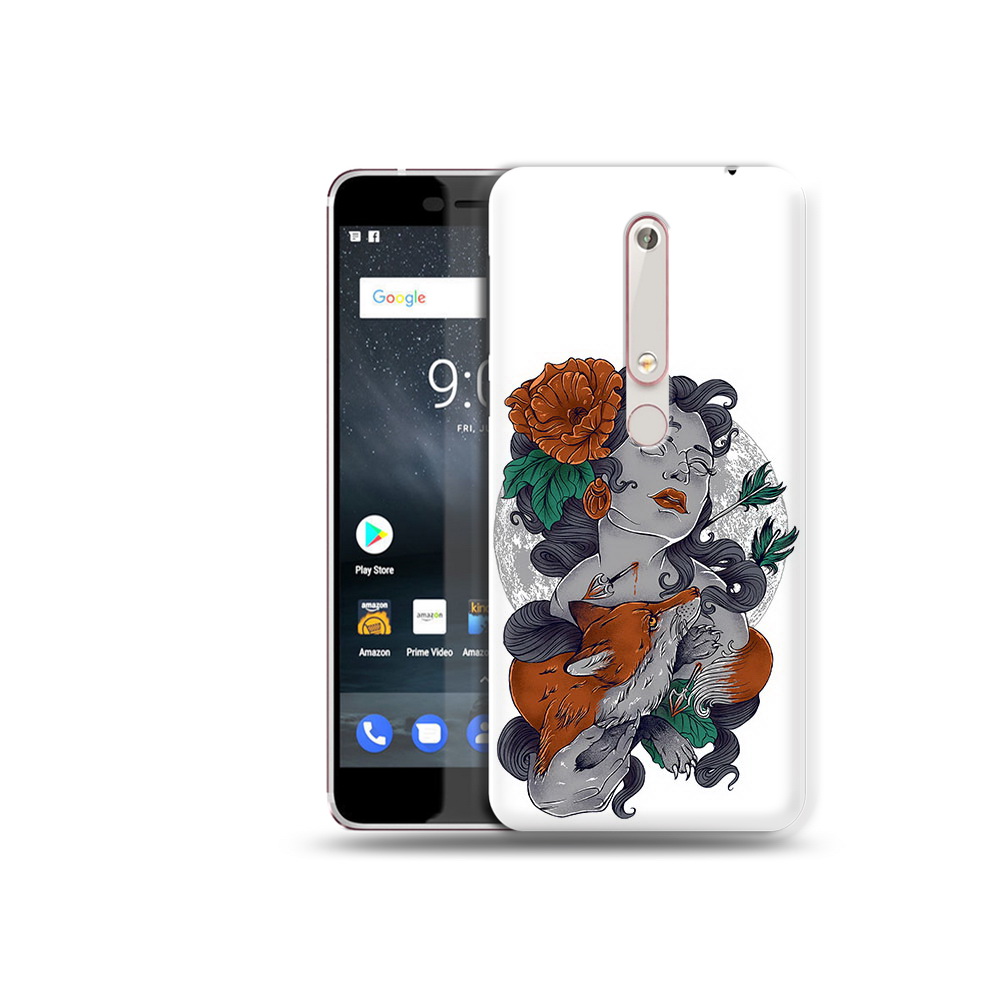 

Чехол MyPads Tocco для Nokia 6 темная девушка с лисой, Прозрачный, Tocco
