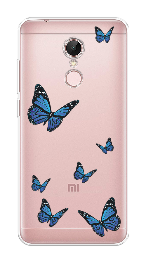 

Чехол на Xiaomi Redmi 5 "Blue butterflies", Синий;черный, 33050-1