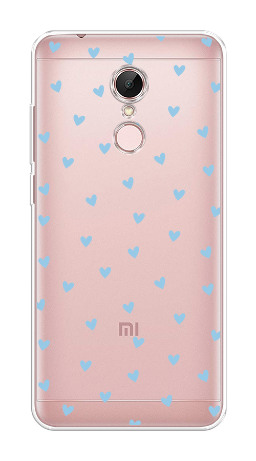 

Чехол на Xiaomi Redmi 5 "Голубые сердечки паттерн", Голубой;прозрачный, 33050-1