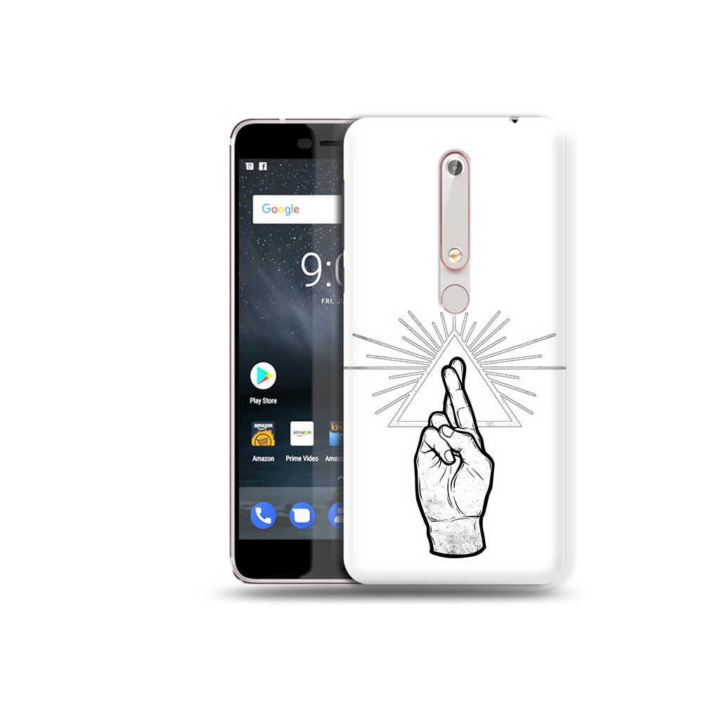 

Чехол MyPads Tocco для Nokia 6 черно белая рука, Прозрачный, Tocco