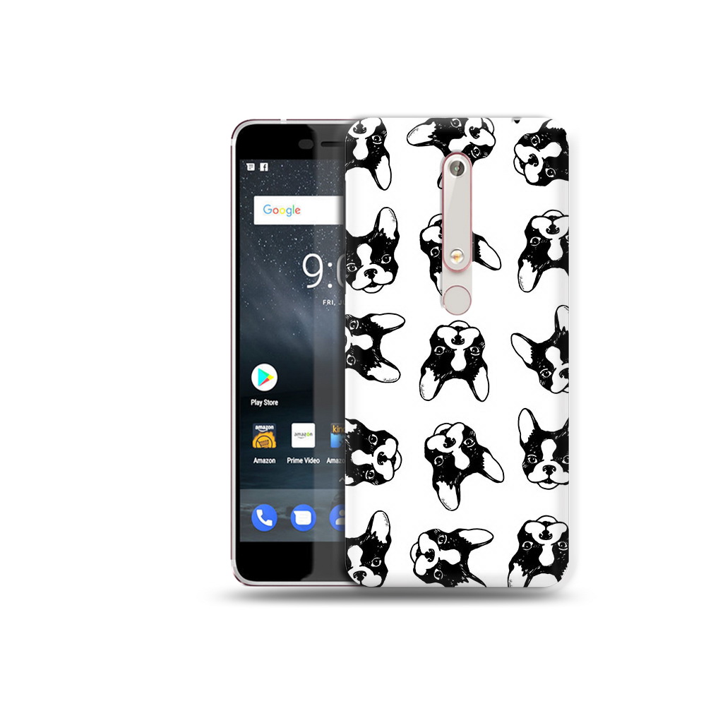 

Чехол MyPads Tocco для Nokia 6 черно белые собачки, Прозрачный, Tocco