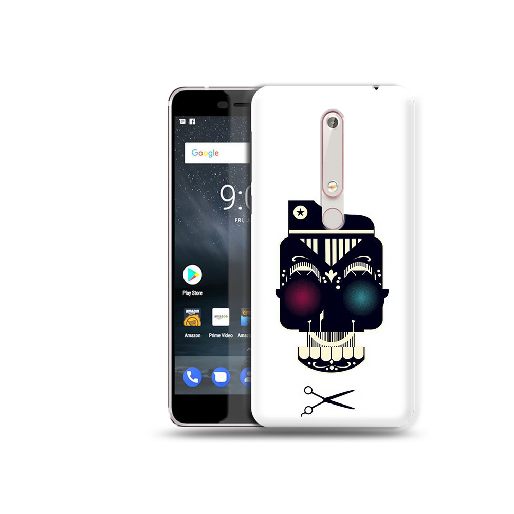 

Чехол MyPads Tocco для Nokia 6 черно белый скелет с яркими глазами, Прозрачный, Tocco