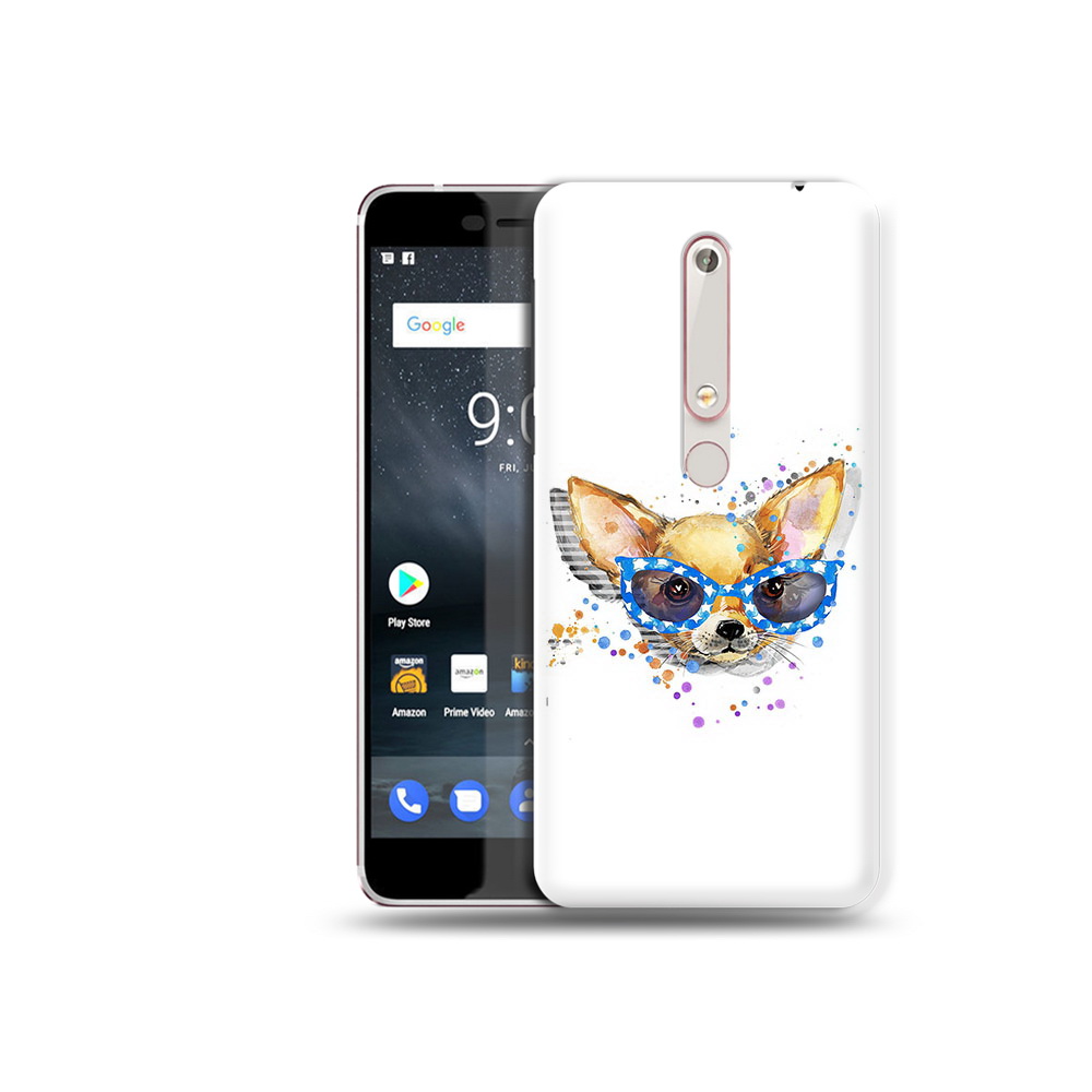 

Чехол MyPads Tocco для Nokia 6 чихуа-хуа в очках, Прозрачный, Tocco