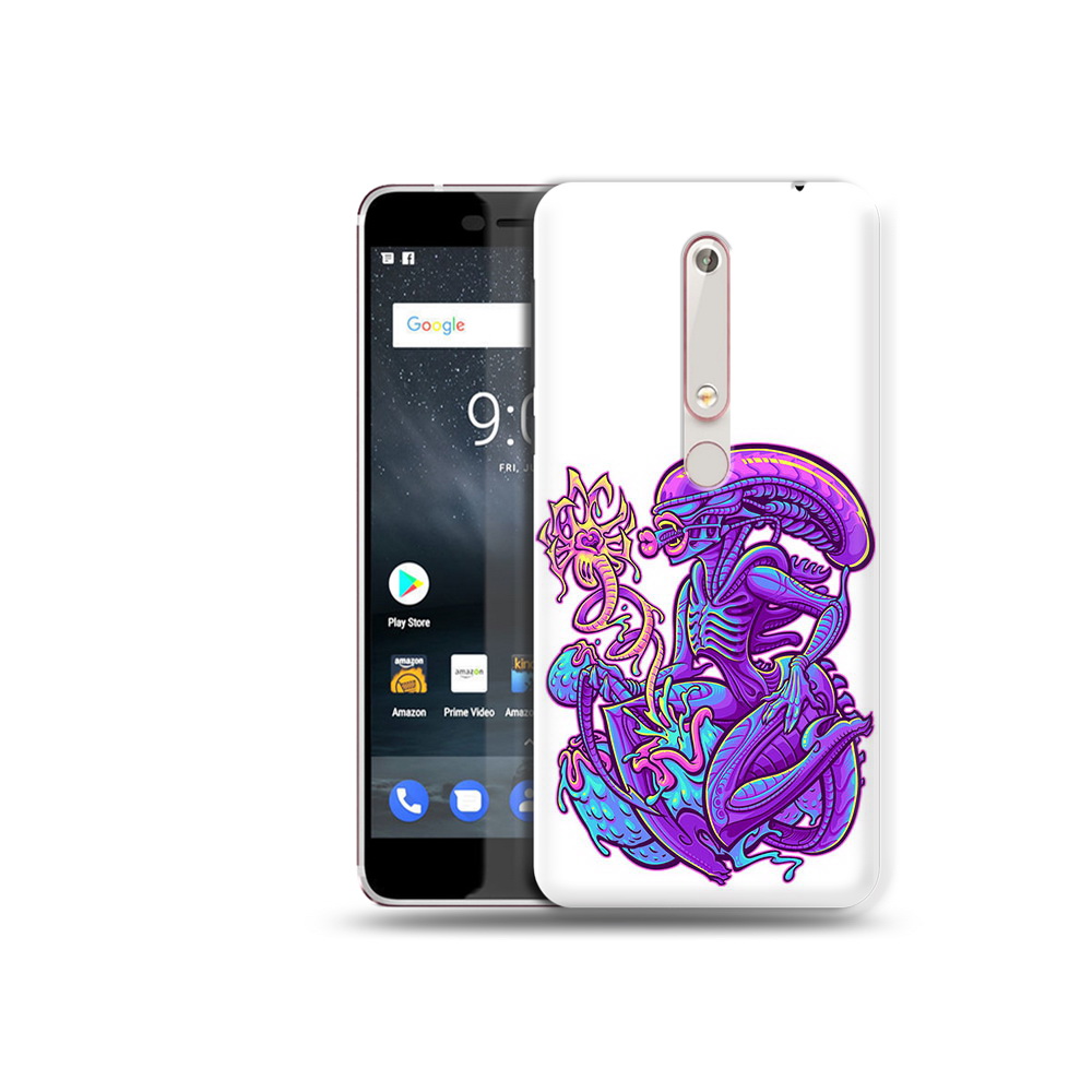

Чехол MyPads Tocco для Nokia 6 чужой фиолетовый цвет, Прозрачный, Tocco