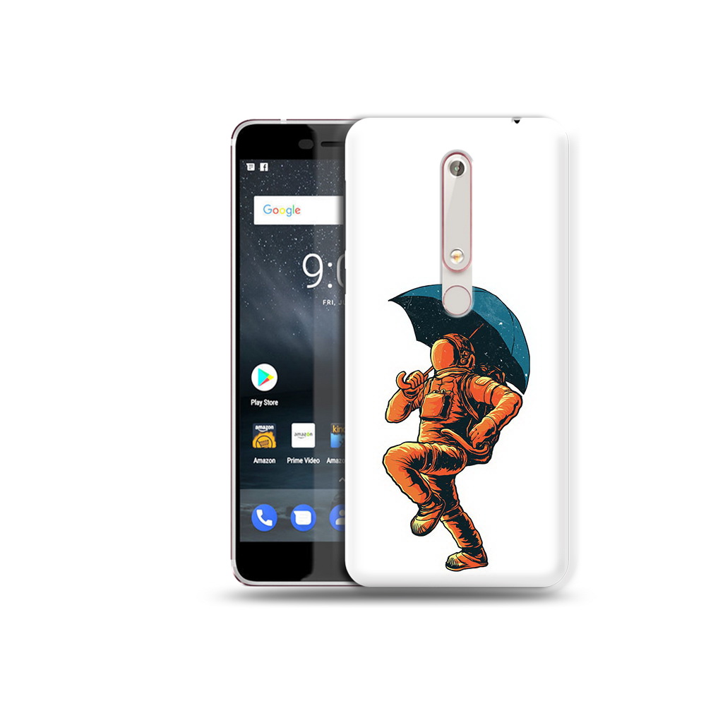 

Чехол MyPads Tocco для Nokia 6 шагающий космонавт с зонтом, Прозрачный, Tocco