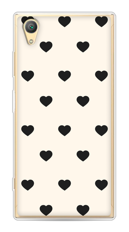 

Чехол на Sony Xperia XA1 plus "Черные сердечки на белом", Черный;белый, 53050-1