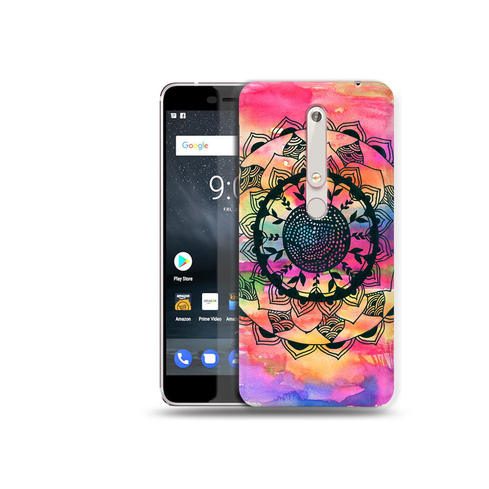 

Чехол MyPads Tocco для Nokia 6 яркая абстракция круглый цветок, Прозрачный, Tocco