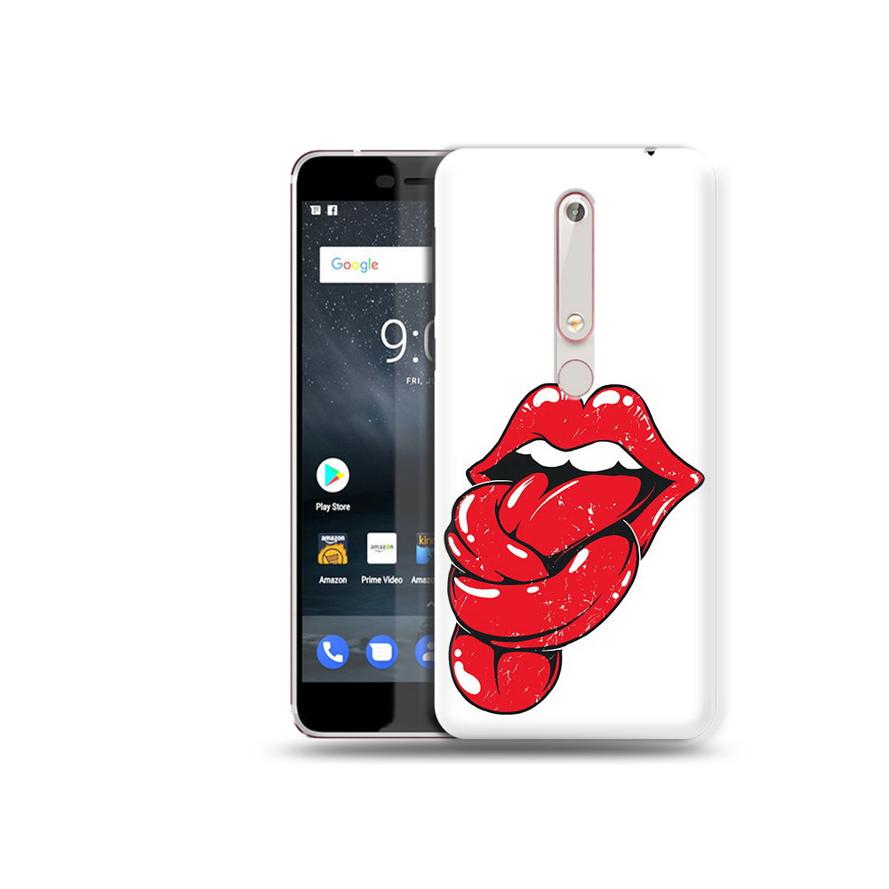 

Чехол MyPads Tocco для Nokia 6 яркие губы с языком, Прозрачный, Tocco