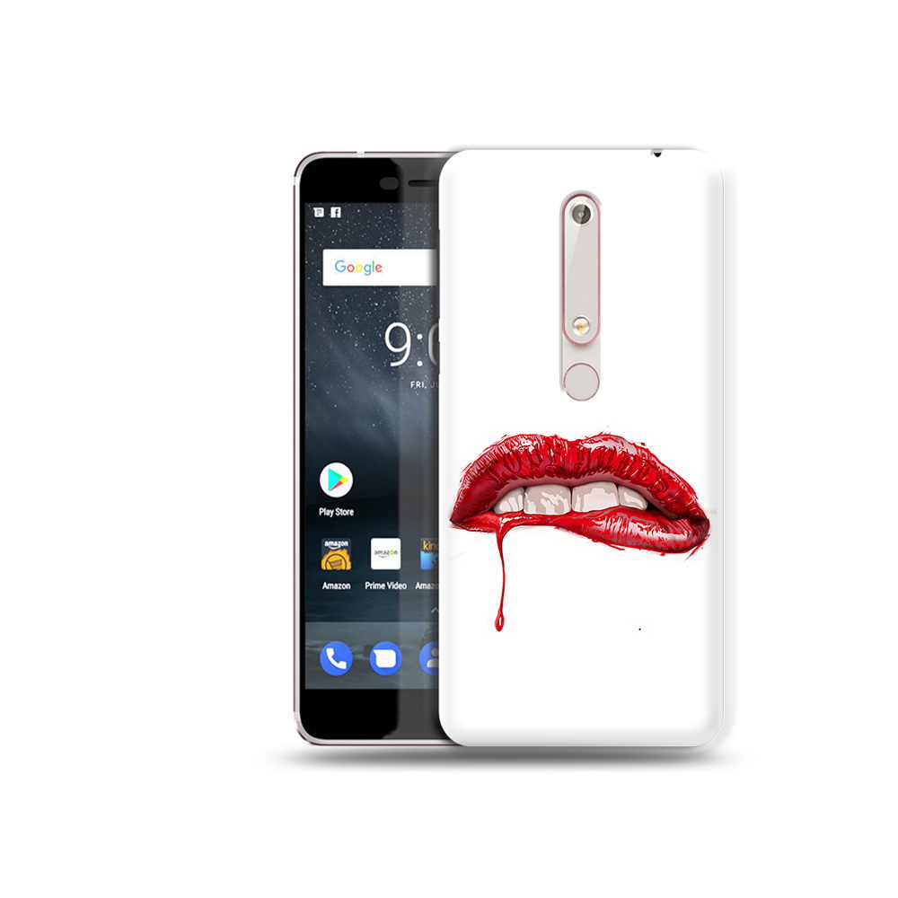 

Чехол MyPads Tocco для Nokia 6 яркие красные губы, Прозрачный, Tocco