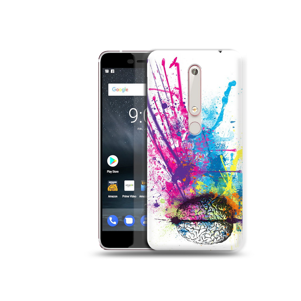 

Чехол MyPads Tocco для Nokia 6 яркий красочный мозг, Прозрачный, Tocco