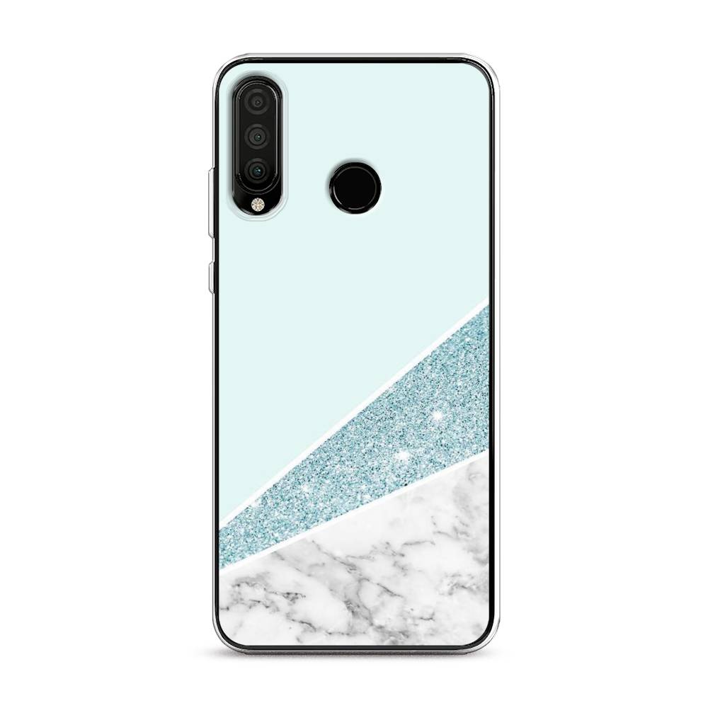 

Чехол Awog на Honor 20 Lite 2020 "Мрамор с голубыми блестками", Голубой;белый, 611250-3