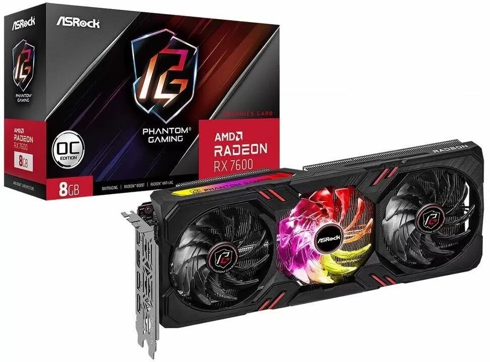 

Видеокарта ASRock AMD Radeon RX 7600 Phantom Gaming OC, Черный, Radeon RX 7600 Phantom Gaming OC