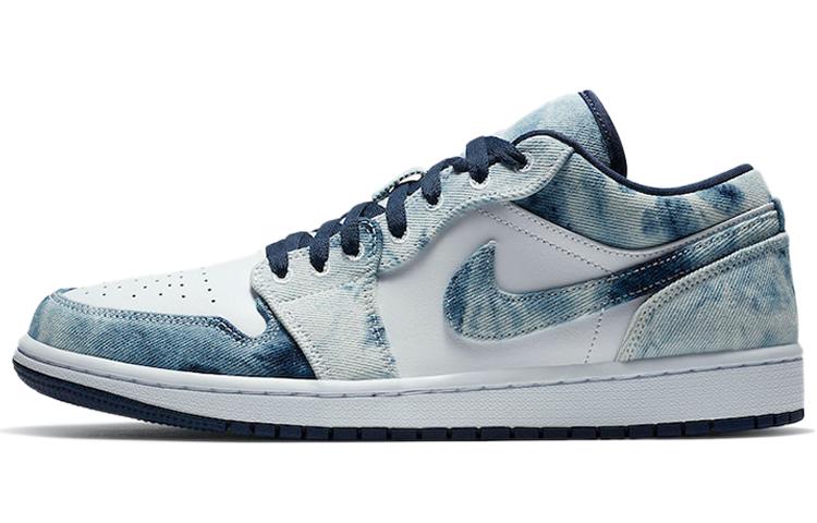 

Кеды унисекс Jordan Air Jordan 1 low se washed denim голубые 46 EU, Голубой, Air Jordan 1 low se washed denim