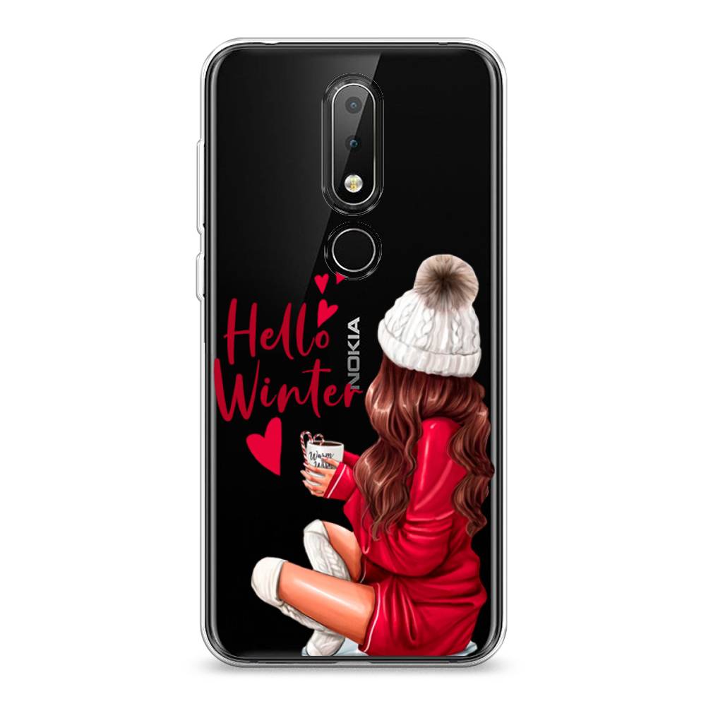 

Чехол на Nokia 6.1 Plus "Hello winter", Красный;белый;коричневый, 121850-5
