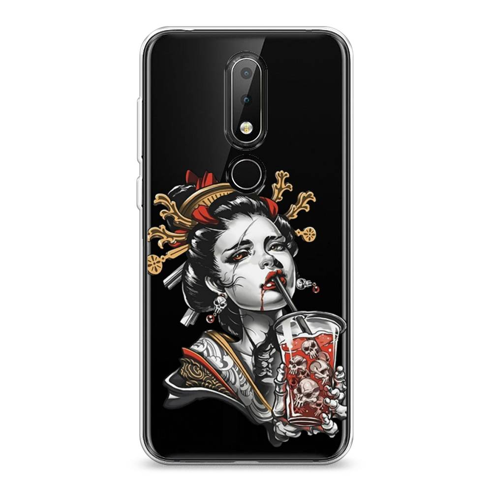 

Чехол на Nokia 6.1 Plus "Опасная гейша", Красный;черный;серый, 121850-4