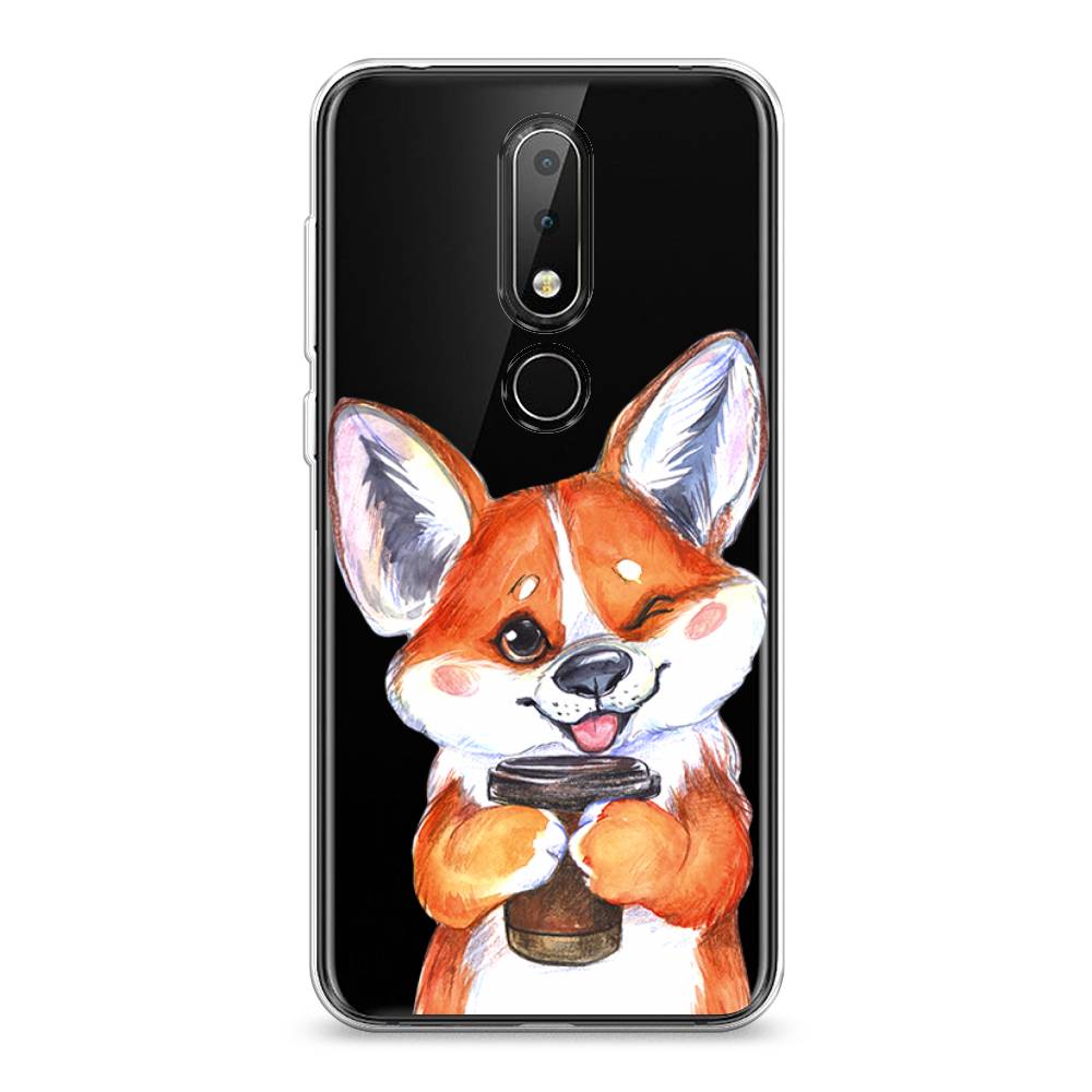 

Чехол на Nokia 6.1 Plus "Корги с кофе", Оранжевый;белый, 121850-4