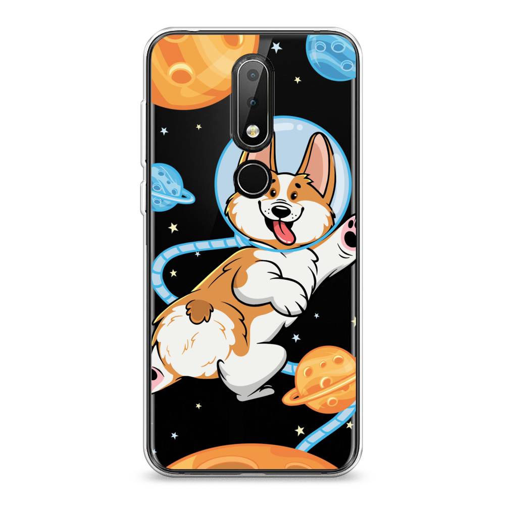 

Чехол на Nokia 6.1 Plus "Корги-космонавт", Голубой;бежевый;белый, 121850-1