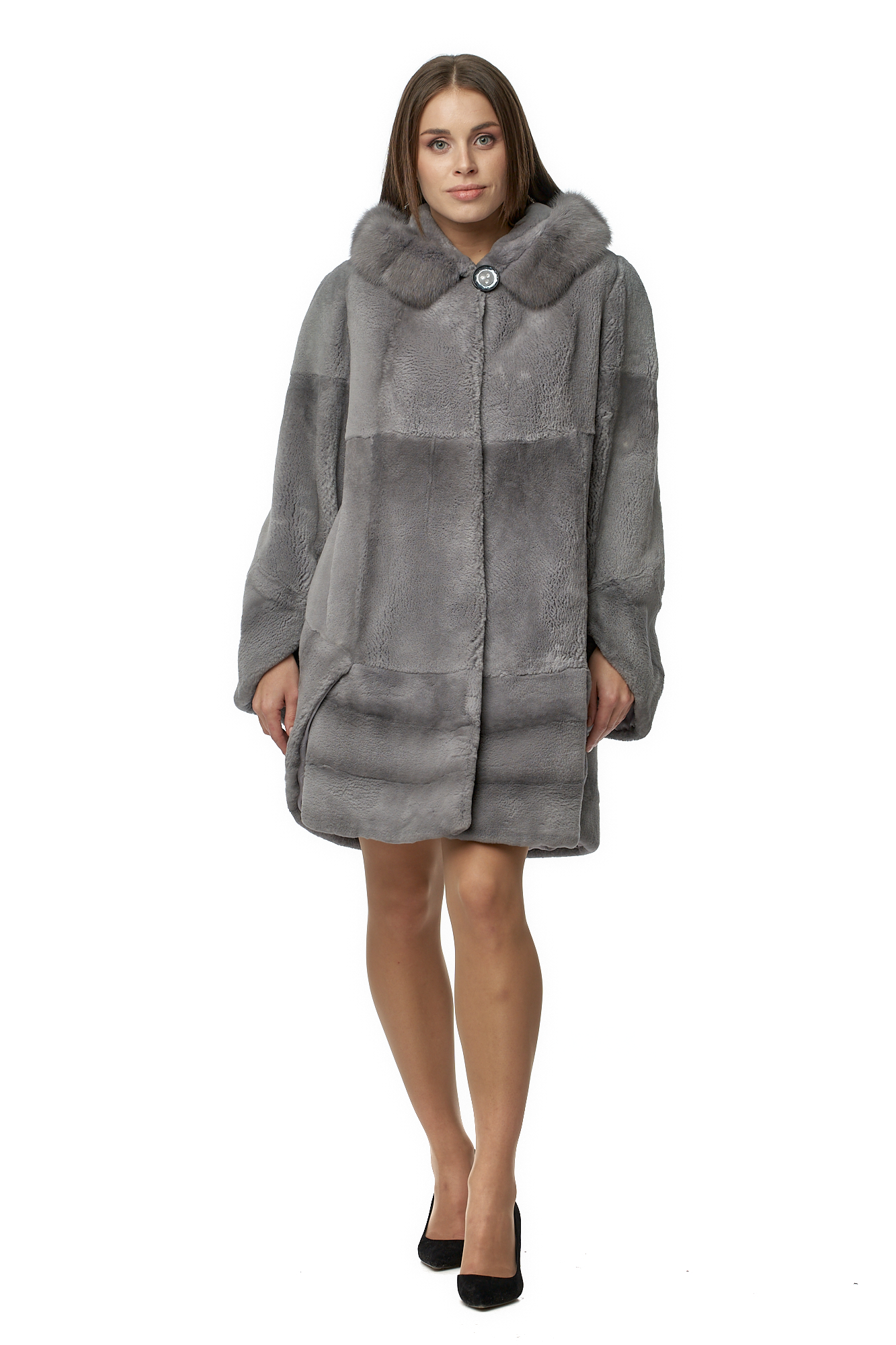 

Шуба женская МОСМЕХА 8019189 голубая 46 RU, 8019189