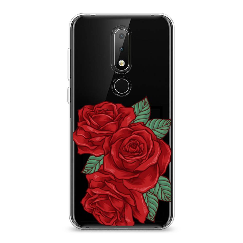 

Чехол на Nokia 6.1 Plus "Три алые розы", Красный, 121850-2