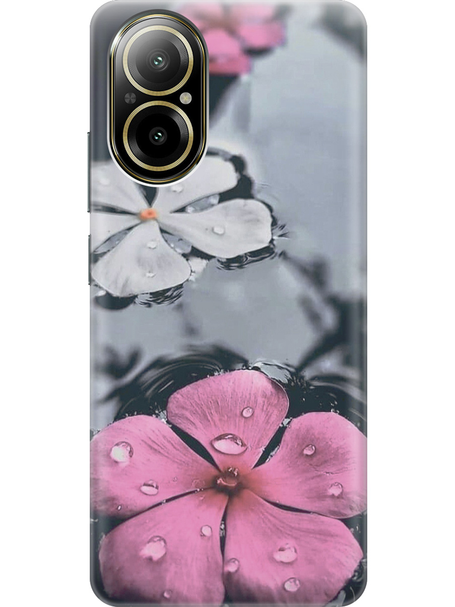 

Силиконовый чехол на Realme C67 с рисунком "Фиалки в воде", Розовый;серый, 20012142