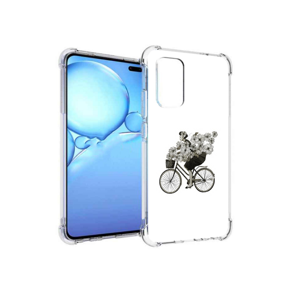 Чехол MyPads Tocco для Vivo V19 девушка на велосипеде с цветами (PT147328.392.307)