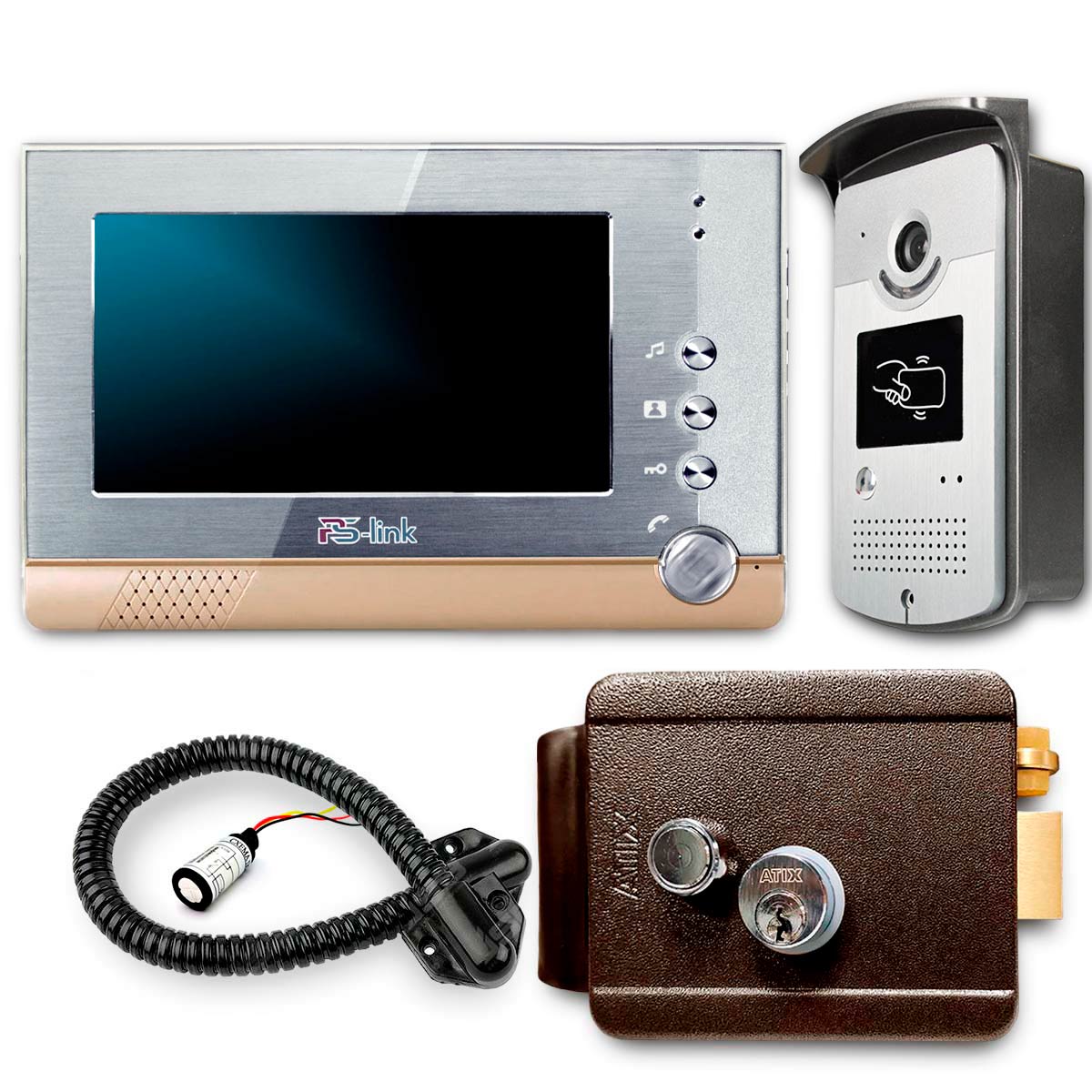 Комплект видеодомофона с электромеханическим замком и RFID модулем Ps-Link KIT-VD07R-ID-MB