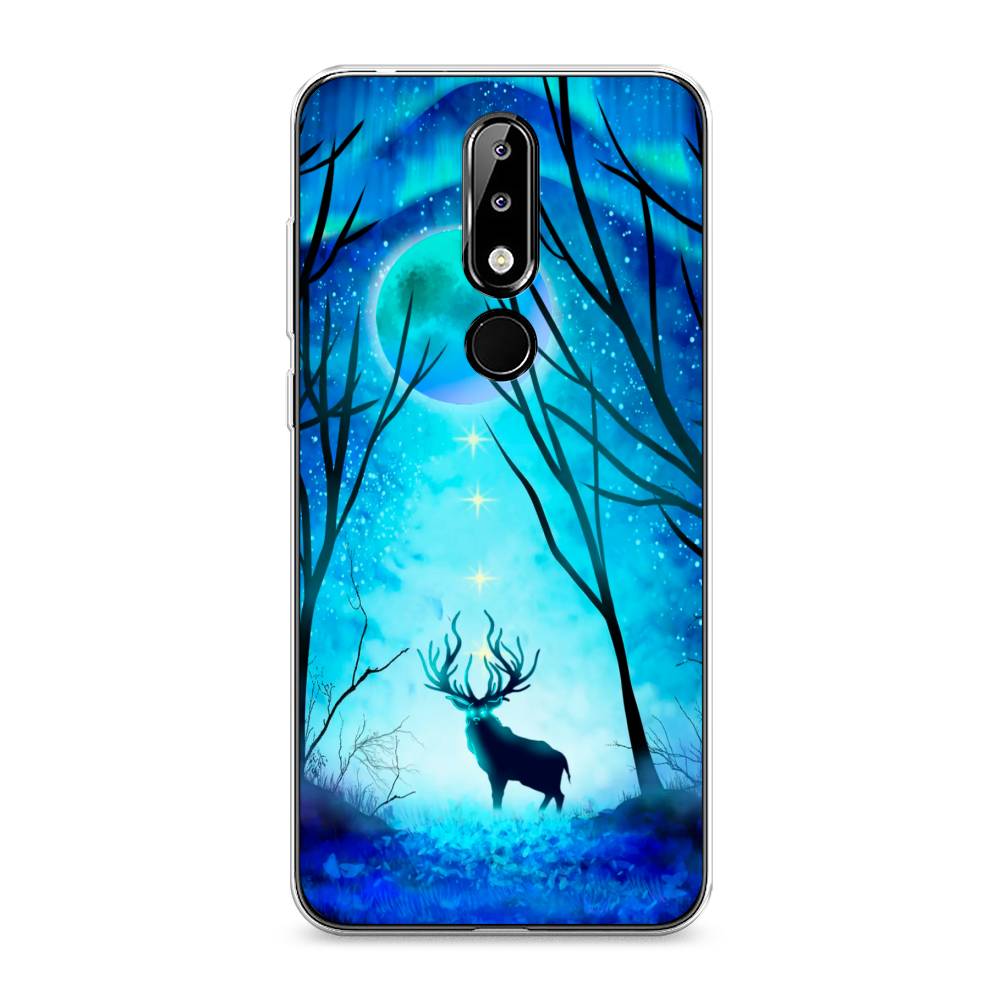 

Чехол на Nokia 5.1 Plus (X5) "Олень северное сияние", Синий;черный;голубой, 121950-1