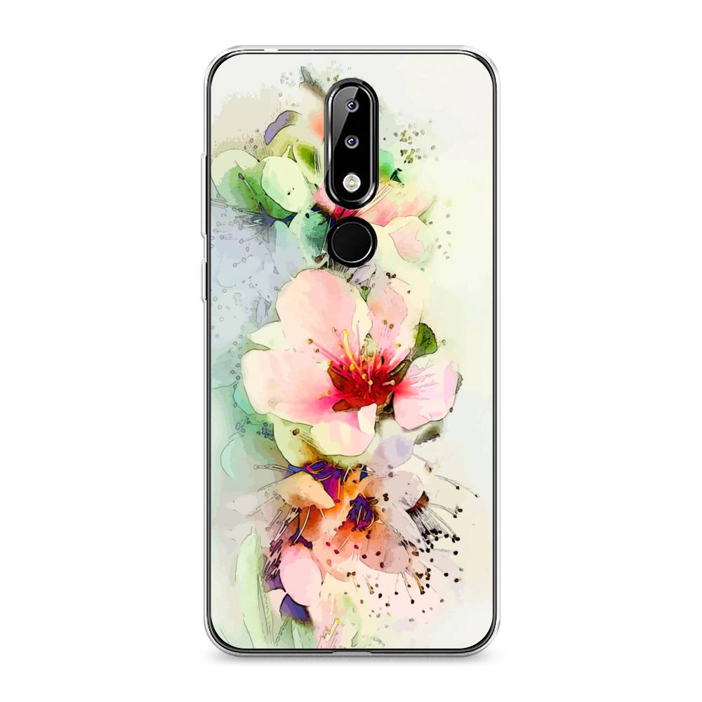 

Чехол на Nokia 5.1 Plus (X5) "Нежные цветы", Зеленый;розовый, 121950-2