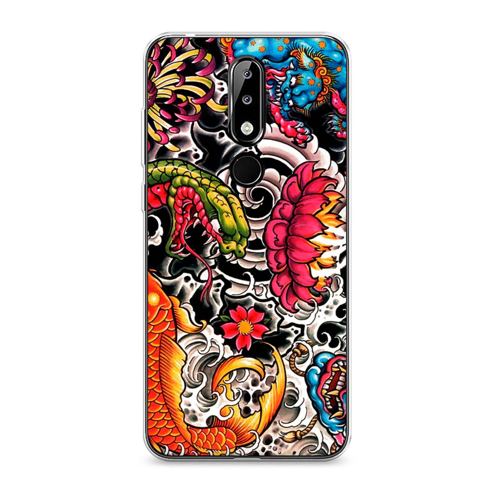 

Чехол на Nokia 5.1 Plus (X5) "Японское искусство", Красный;оранжевый;голубой, 121950-4