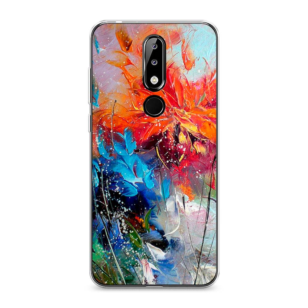 

Чехол на Nokia 5.1 Plus (X5) "Абстрактные цветы", Оранжевый;синий, 121950-4