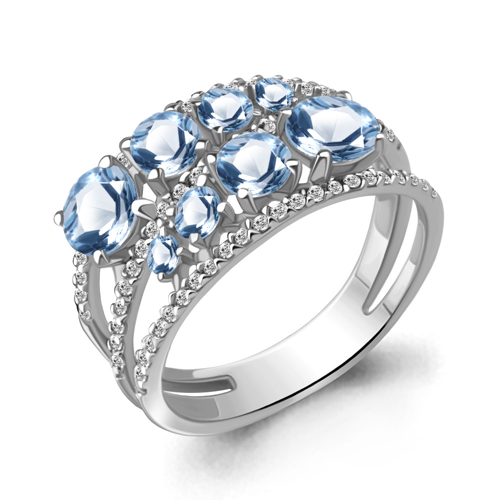 

Кольцо из серебра р.  AQUAMARINE 6509105А_925_р, 6509105А_925_р