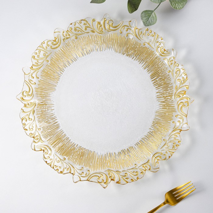 

Тарелка подстановочная «Узор», d=33 см, цвет окантовки золотой
