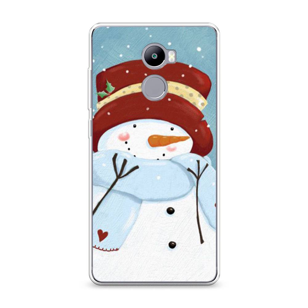 

Чехол на Xiaomi Redmi 4 "Застенчивый снеговик", Голубой;белый;красный, 31150-5
