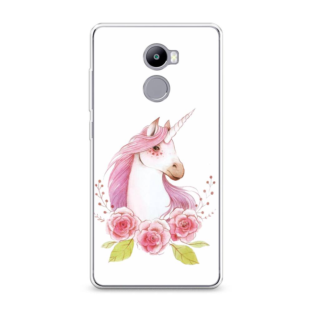 

Чехол на Xiaomi Redmi 4 "Единорог цветы", Белый;розовый;серый, 31150-1