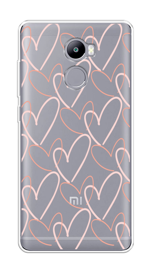 

Чехол на Xiaomi Redmi 4 "Узор из сердечек", Розовый;бежевый, 31150-6