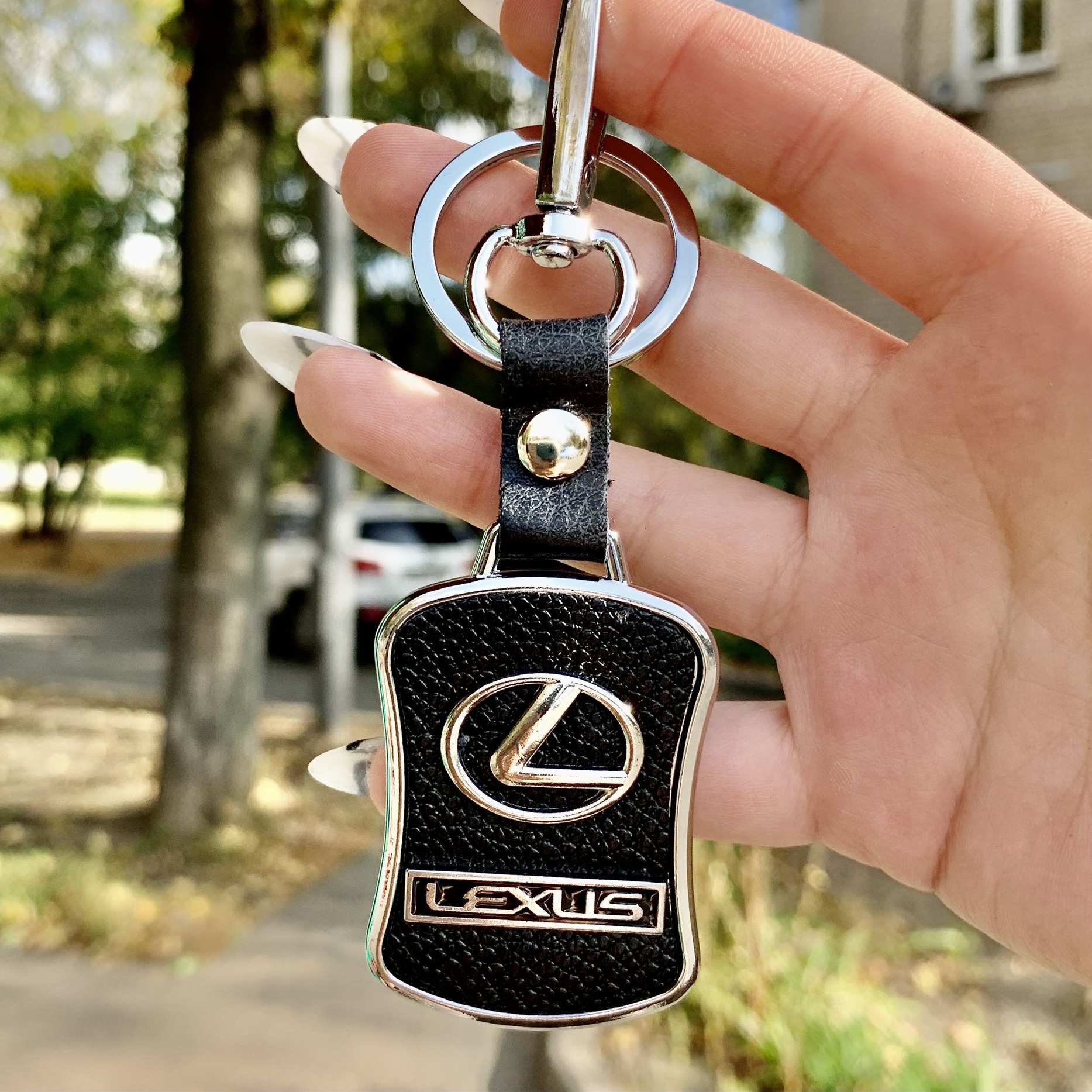 

Брелок на ключи с логотипом автомобиля LEXUS, Черный, Брелок_Кожа_1