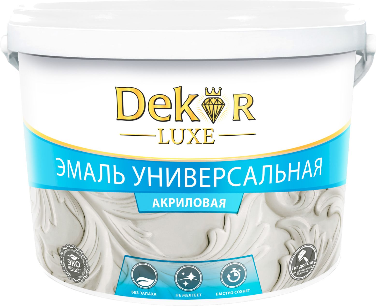 

Эмаль акриловая универсальная DEКOR белая 0,8 кг, Белый