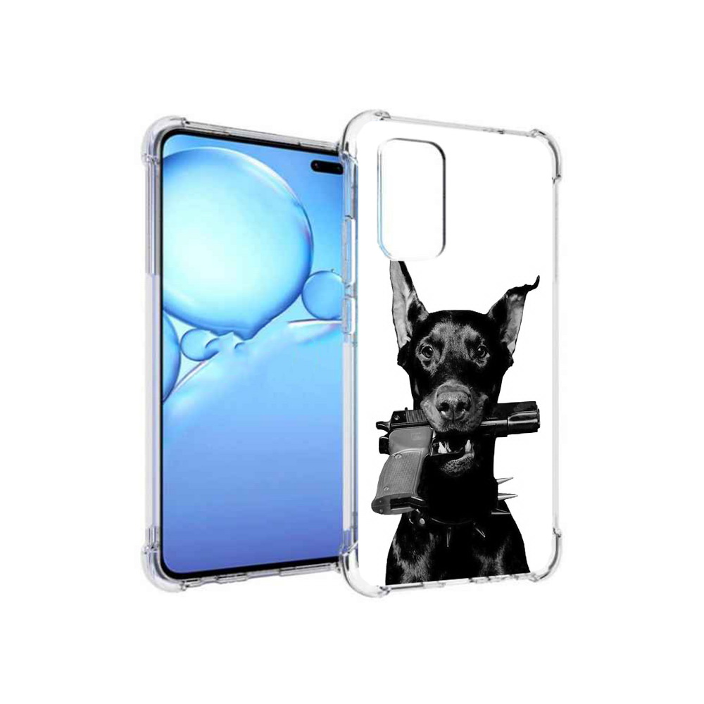

Чехол MyPads Tocco для Vivo V19 доберман с пистолетом (PT147328.392.331), Прозрачный, Tocco
