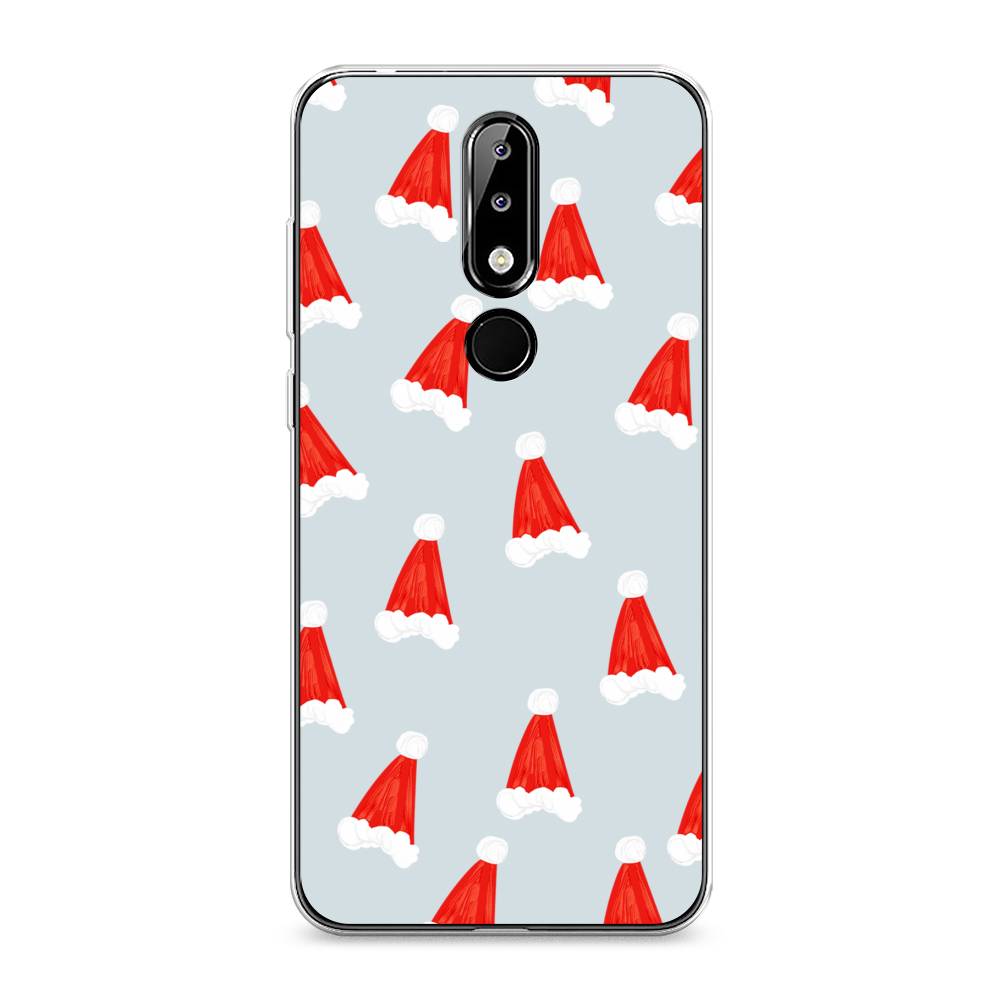 

Чехол на Nokia 5.1 Plus (X5) "Новогодние шапочки", Белый;красный;серый, 121950-5