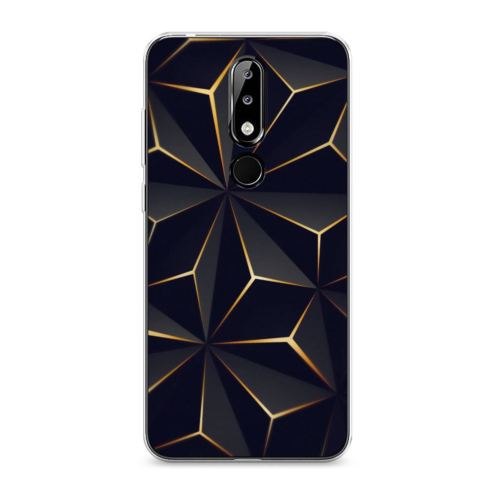 

Чехол на Nokia 5.1 Plus (X5) "Черные полигоны", Золотистый;черный, 121950-3